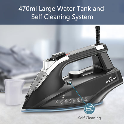 Moosoo Pro Steam Iron - 1800W Lightweight Dry Iron With Advanced Anti-Drip System, Auto-Off Function, And Enhanced Safety Features For Easy Ironing Experience - ST1800