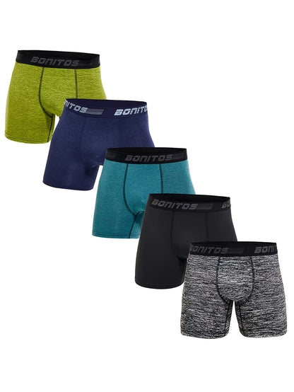 Conjunto de 5 cuecas boxer novas para homem, marca de roupa interior masculina sexy e de alta qualidade, cuecas slip para homem, presente de roupa interior masculina.