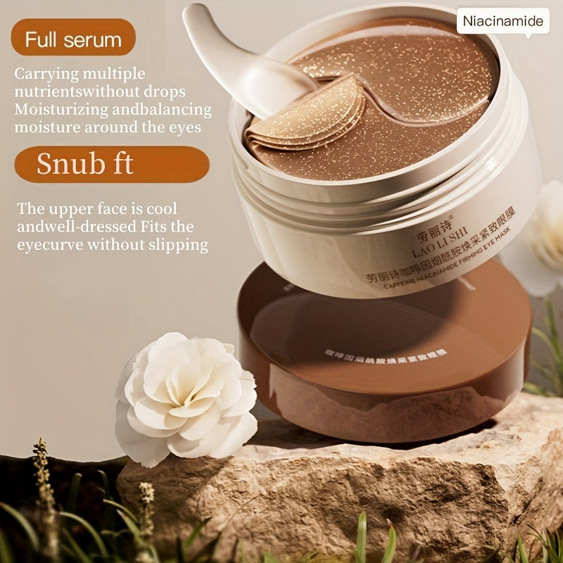 60 máscaras de olhos com cafeína e peptídeos - Infundidas com ácido hialurónico e niacinamida, refirmantes, radiantes e hidratantes para todos os tipos de pele. Máscaras de olhos em gel sem álcool.