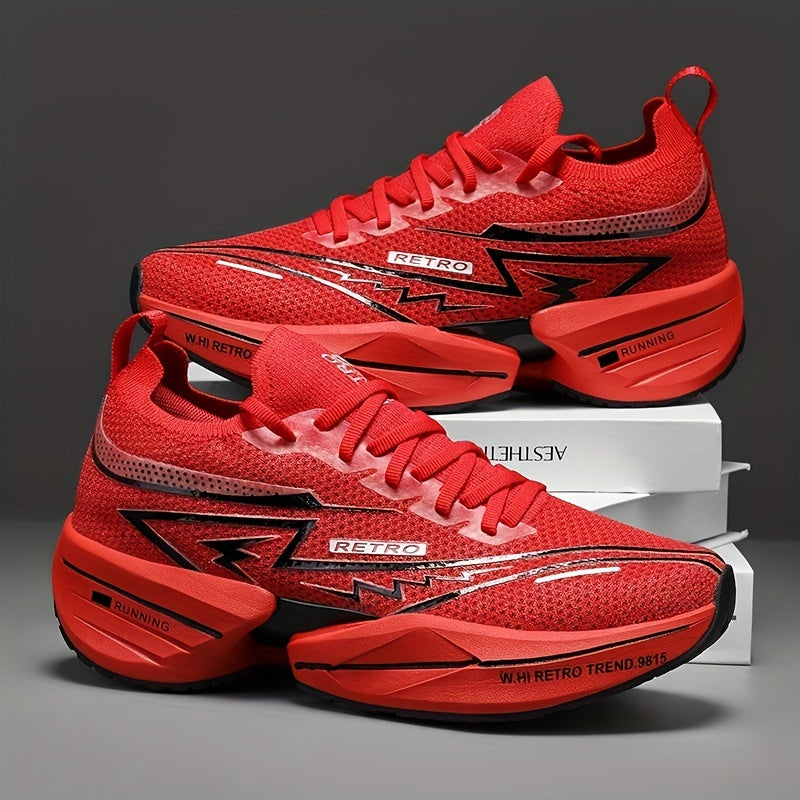 Ténis Slip-On para Homem - Calçado de Corrida Respirável com Estampado Geométrico e de Letras para Ginásio e Uso Casual