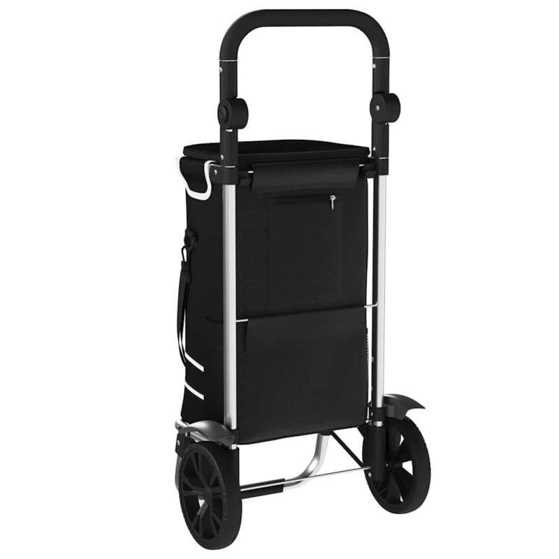 Outdoor shopping cart, shopping trolley with wheels and adjustable handle, black, 40L, durable and suitable for outdoor use, Shopping Trolley with Wheels And Bag, Large Shopping Cart with Wheels, Trolley Bags for Shopping, Fo