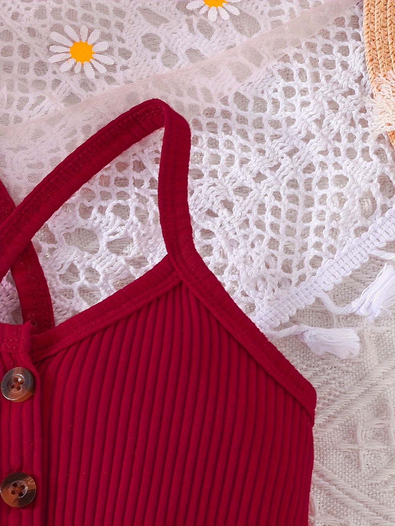 Girls' Summer Casual Floral Print Off-Shoulder Jumpsuit with Adjustable Waist Belt - Lightweight Breathable Shorts for Outdoor Play & Daily Wear, Blue & White Flower Design, Perfect for Weekend Outings, Cute Outfits for Girls