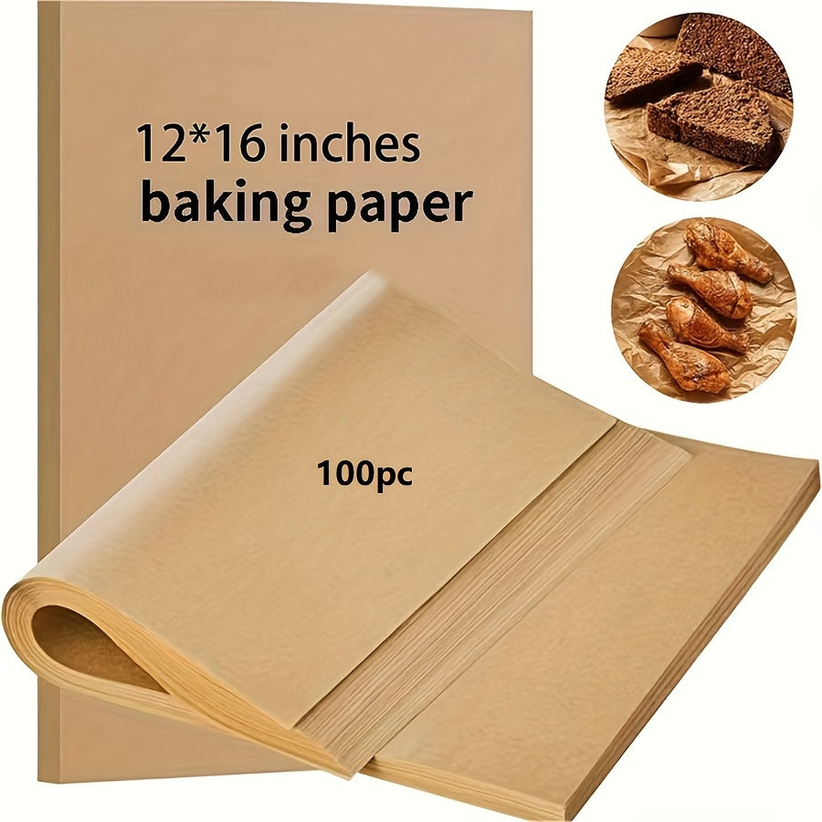 100 Sheets 30.48x40.64 cm Precut Baking Paper - Nonstick Grease-Resistant Multi-Purpose Kitchen Paper for Baking, Cooking, Frying & Food Prep - Heavy-Duty &, Cooking Liner, Convenient Size, Foodsafe Material, Professional Che