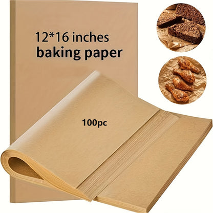 100 Sheets 30.48x40.64 cm Precut Baking Paper - Nonstick Grease-Resistant Multi-Purpose Kitchen Paper for Baking, Cooking, Frying & Food Prep - Heavy-Duty &, Cooking Liner, Convenient Size, Foodsafe Material, Professional Che