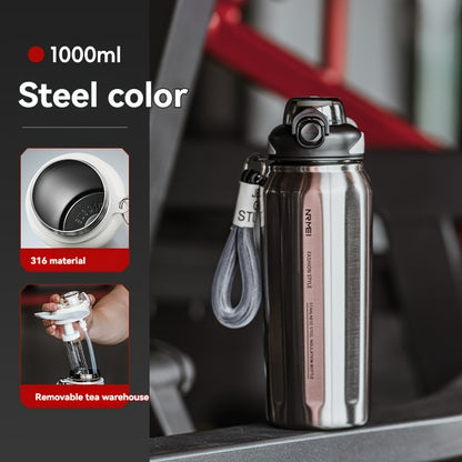 NIRMEI 316 Stainless Steel Insulated Sports Water Bottle with Straw - Leak-Proof, Dual-Use for Hot & Cold Beverages, Car Cup Holder Design, Matte Finish, Portable & Durable for Outdoor Activities, Festive Gift for Valentine'S