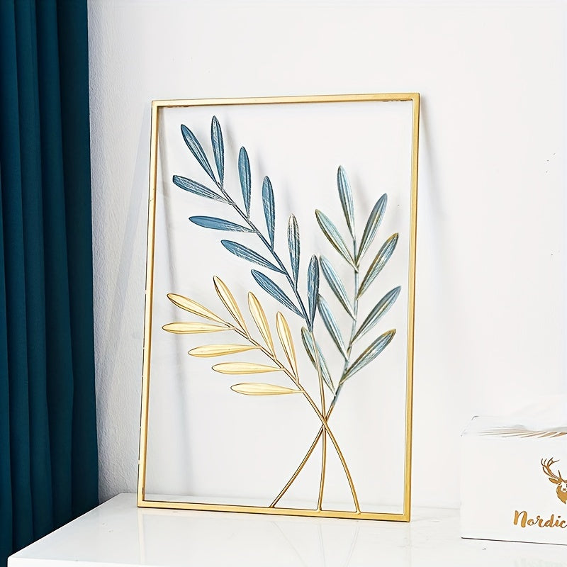 3pcs Mounted Metal Wall Decor, Thick Minimalist Metal Wall Art, Modern Metal Leaf Wall Hanging, Suitable For Sofa Backdrop Bedroom And Living Room, Golden Classic Style, No Frame, 43.94x 29.97 Cm