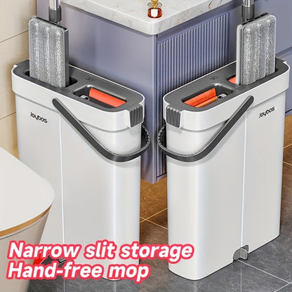 Mop and bucket complete cleaning system, hands-free household dust removal flat mop, dry and wet separation bucket, with washable and reusable microfiber cloth, household floor, courtyard, and bathroom, cleaning supplies, cle