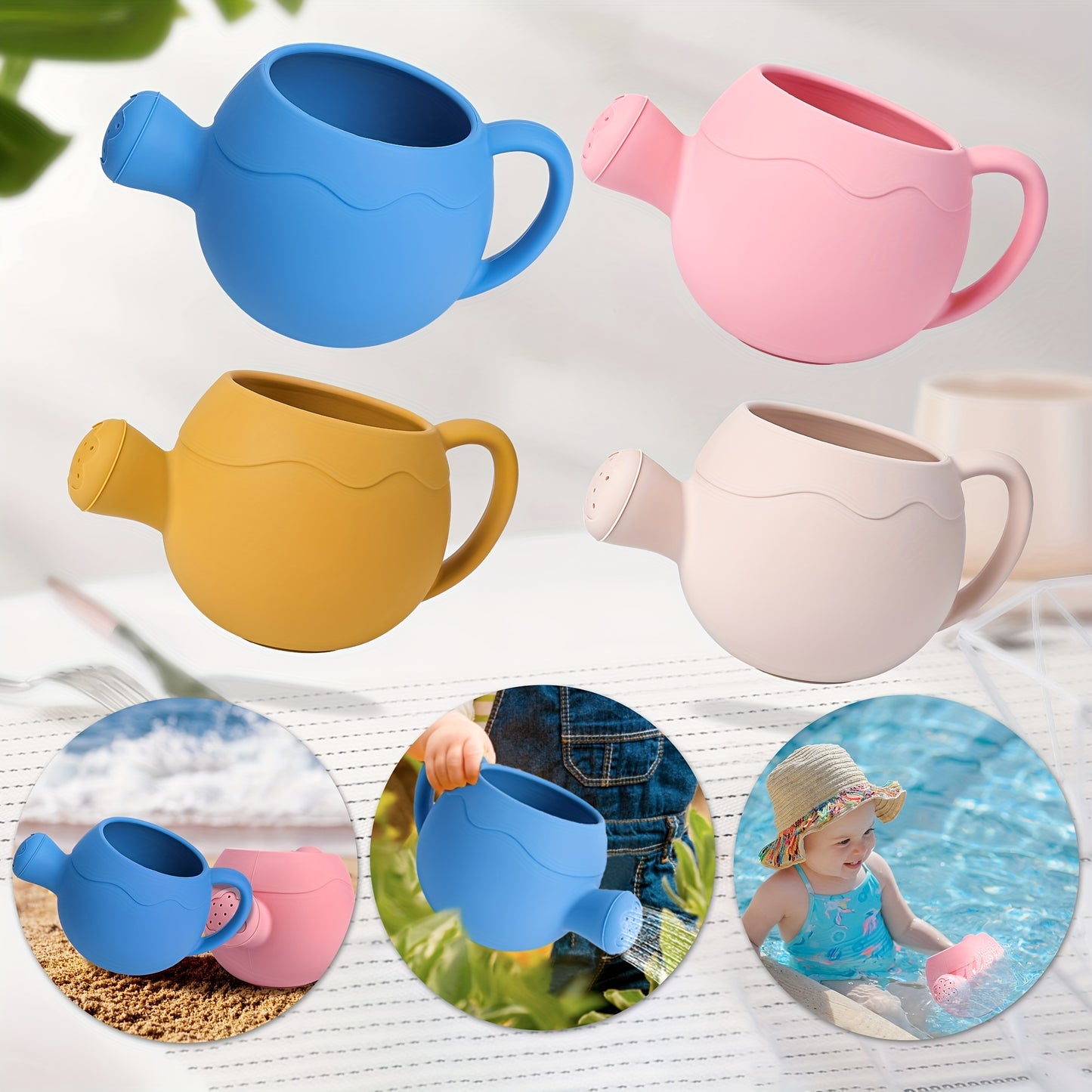 Silicone Watering Can Toys ( Lightweight with Handle) Easy to Grasp for Youngsters - Perfect for Bathing, Beach and Garden Play, Sprinkler Toy to Play with, Beach Gardening Toys, Safe and Fun Water Play Toys for Youngsters En