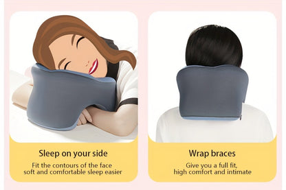 1pc Ergonomic U-Shaped Nap Pillow –, Portable & Machine Washable, Comfortable for Office, Student, and Travel Use, Available in Blue, Gray, Pink