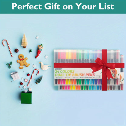 Double-Ended Marker, Watercolor Painting Pen, Art Special Line Drawing Set, Doodle Pen Christmas Halloween Easter Gift