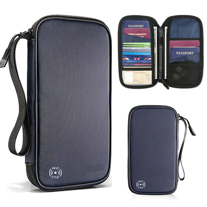 1pc Family Passport Holder With A Sim Card Slot And Eject Pin, RFID Blocking Passport Wallet, Waterproof Ticket Document Organizer Bag With Chain Strap, Up To 6 Passports 9 Credit Cards
