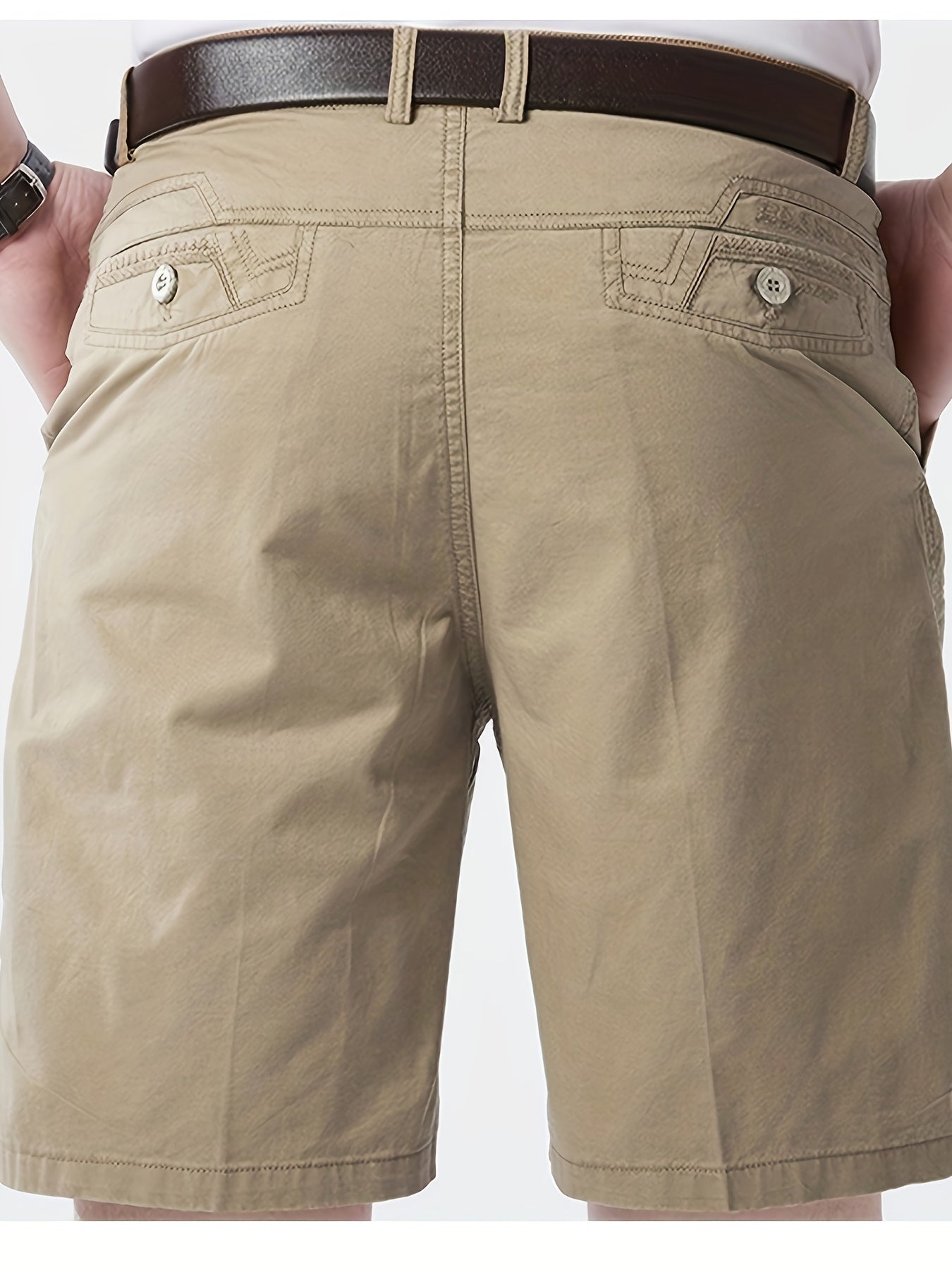 Men'S Cargo Shorts - Olive Green Non-Stretch Work Pants with Multiple Utility Pockets, Straight-Leg Mid-Thigh Length for Everyday & Professional Use - Durable Casual Outdoor Pants for Construction, Hiking, Travel - Non-Stretc