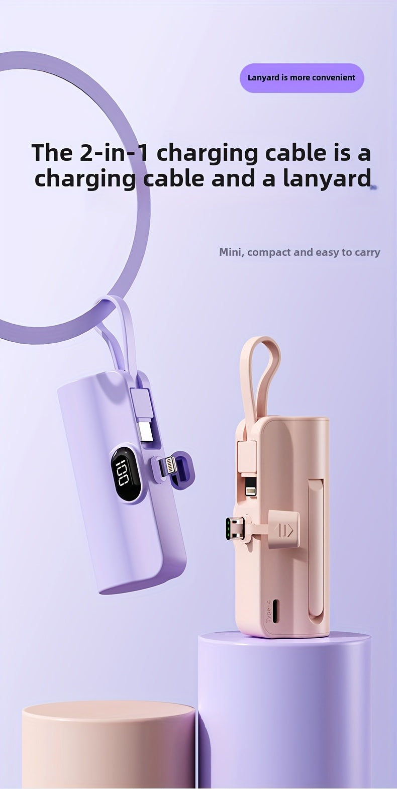 BYGP 5000mAh Mini Portable Charger, USB Type-C, Universal Emergency Power Bank for iPhone 14/13/12 Pro Max, iPad Pro, Samsung Android, Compact Travel Phone Charging Backup Battery Pack, Rechargeable ≤36V