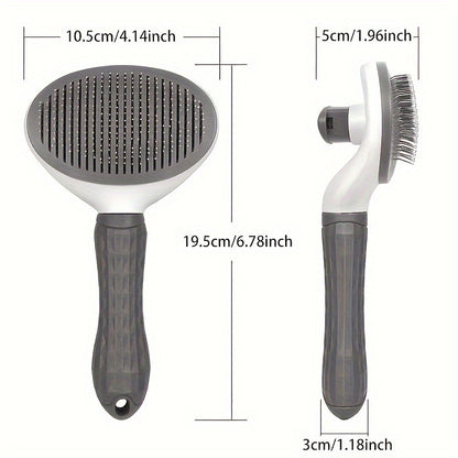 1pc Pet Grooming Brush - Efficient Hair Removal Comb for Cats & Dogs, Ergonomic Handle, Durable ABS Material, Ideal for Coat Health Maintenance, Pet Grooming Tool|Easy Grip Handle|Fine Bristle Comb, Pet Hair Remover Tool
