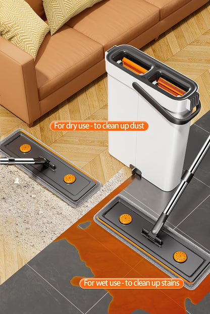 [Narrow Gap Magic] Hand-free Flat Mop And Bucket, Home Floor Cleaning, Recommended for Bedrooms, Living Rooms, Bathrooms, Kitchens, Patios, for Vinyl Wood And Tile Floors, Floor Cleaning, Cleaning Supplies, Cleaning Tools, Ho