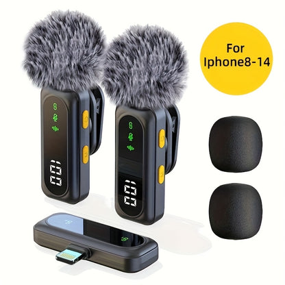 2025 New USB C Phone Mini Microphone for iPhone, Android, Camera, Utsund LED Display Wireless Lavalier Microphone for Video Recording, Clip on Lapel Lav Mics with Noise Reduction for Interview Vlog YouTube TikTok