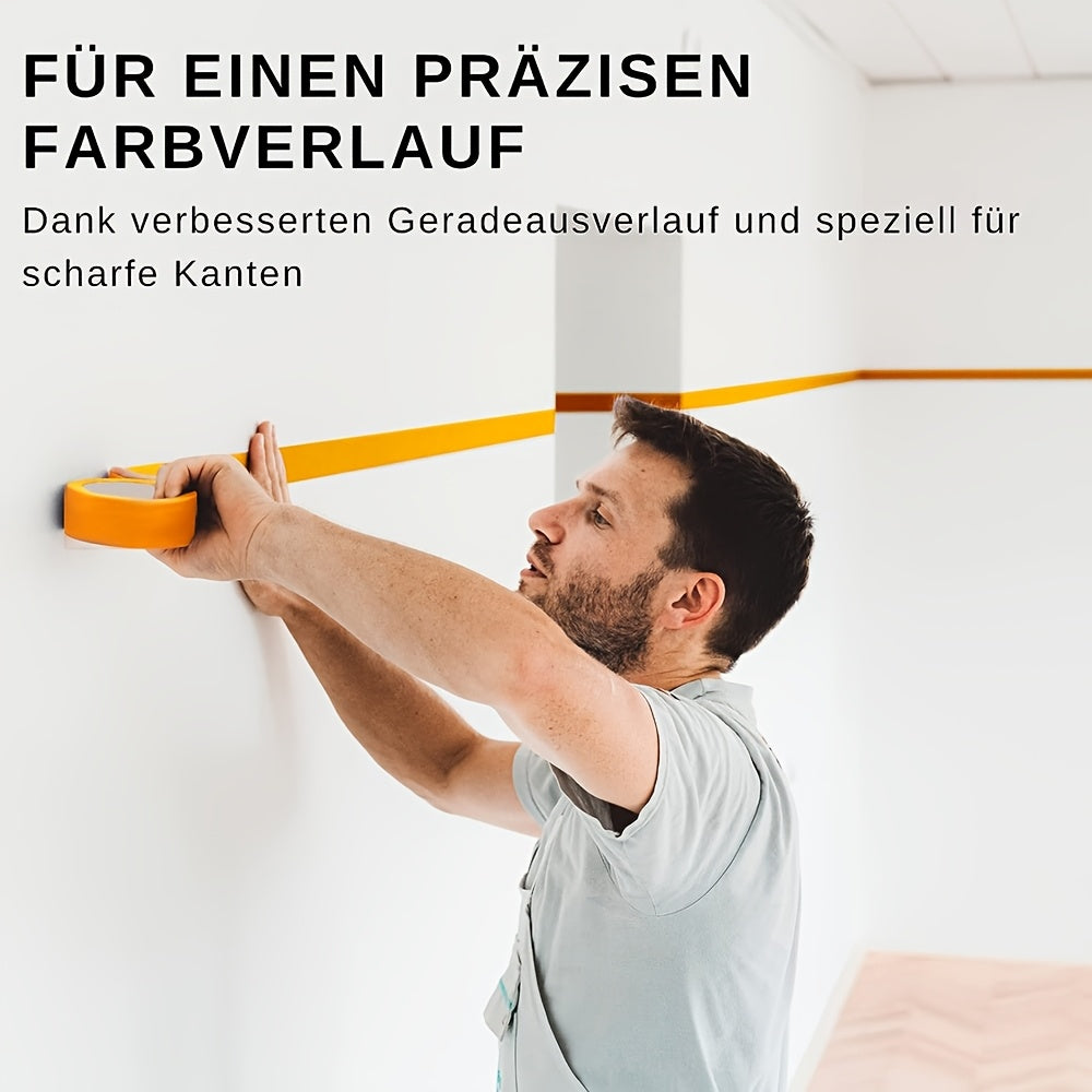 20pcs Orange Painter's Tape, 30mm x 50m - Removable Adhesive for Walls, Automotive, and Home Decoration, No Solvents Needed, Strong Bonding for Concrete Surfaces, Wall Adhesive | Consistent Width | Strong Adhesive