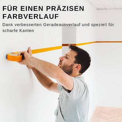 20pcs Orange Painter's Tape, 30mm x 50m - Removable Adhesive for Walls, Automotive, and Home Decoration, No Solvents Needed, Strong Bonding for Concrete Surfaces, Wall Adhesive | Consistent Width | Strong Adhesive