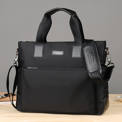 TMOOS Men'S Lightweight Oxford Business Casual Tote Bag - Large Capacity Multi-Compartment, Adjustable Shoulder Strap, Durable & Stylish for Work, Travel, and Everyday Use, Travel Tote Bag, Professional Appearance, Secure Zip