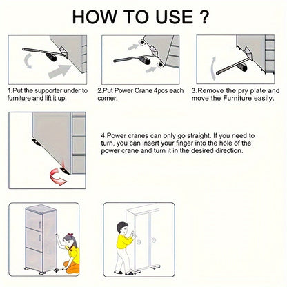 Eight-piece Furniture Moving Tool Set - 158.76 KG Load Capacity - Heavy-duty Steel Furniture Moving Tools, Easy Relocation and Moving Solutions - No Electricity Required, Durable and Reliable 360-degree Movement Tool for Home