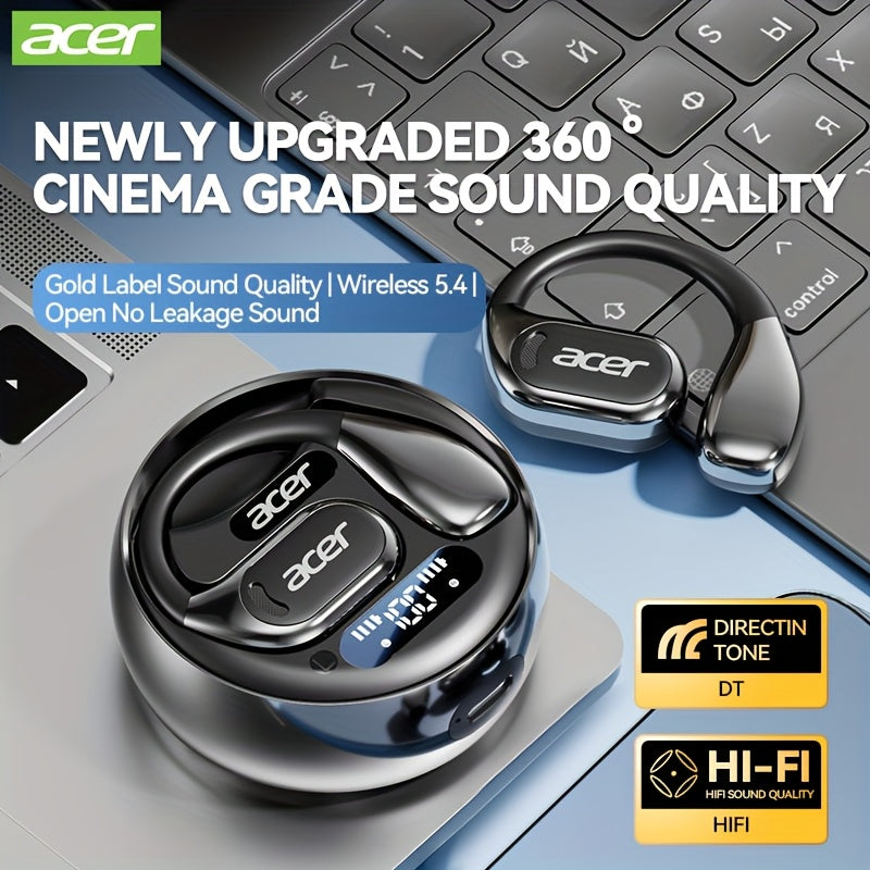 Auscultadores sem fios Acer OHR510 Pure Bass Sound - Novo modelo com design supra-auricular, bateria de longa duração e som de alta qualidade para desporto.