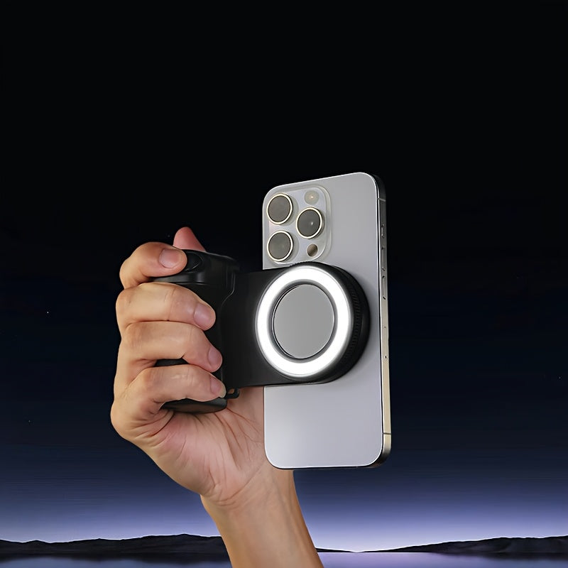 Suporte de Câmara para Telemóvel com Controlo Remoto Magnético 360° e Luz Integrada