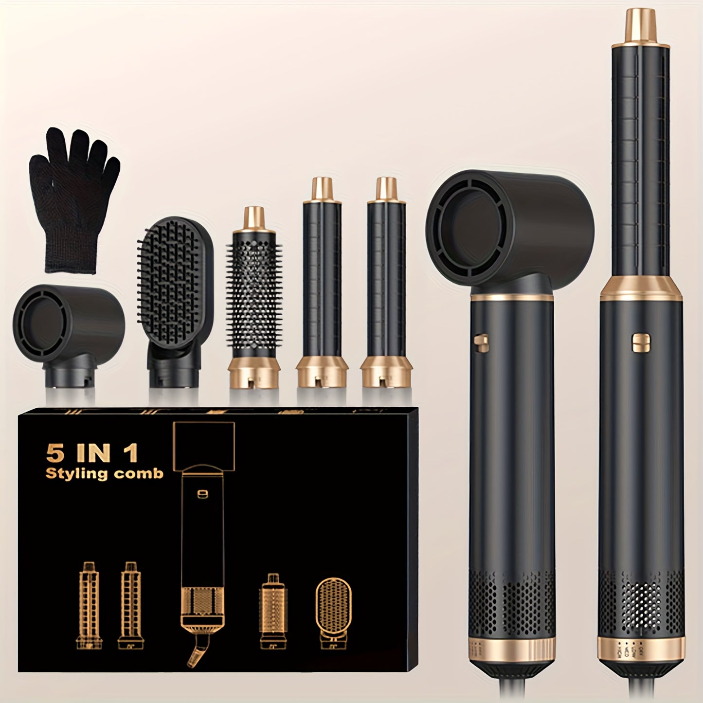 5in 1 Hair Styler Hot Air Brush Detachable Hair Hot Brush Air Curler Air Curling Wrap Styler Upgrade Hot Air Brush Curling Iron Brush Hair Styling Tools for Curling Straightening, Hair Straightening Tool, Salon Styling Tool,