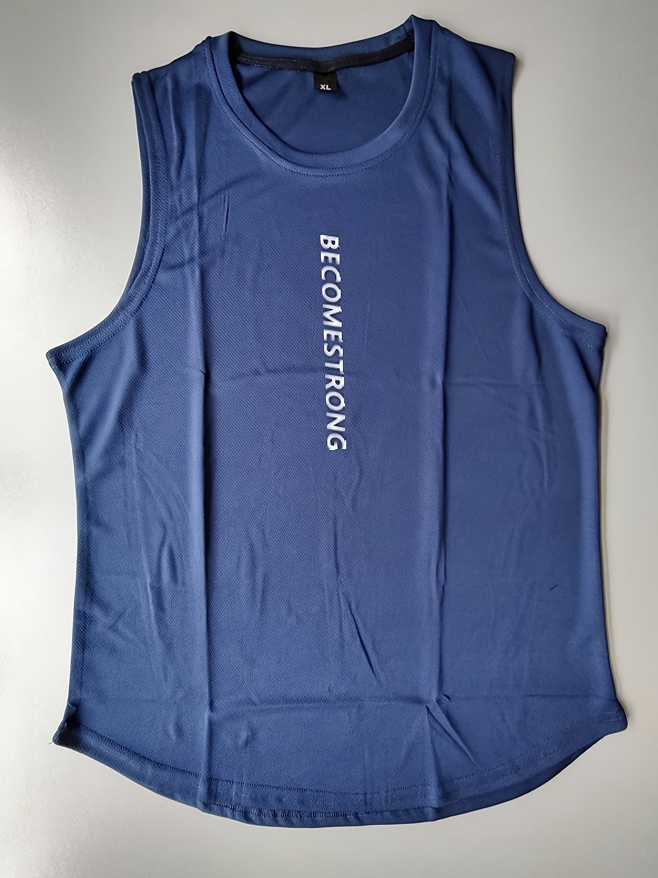 Letter Print Comfy Breathable Tank Top, Men's Casual Stretch Sleeveless T-shirt For Summer Gym Workout Training Basketball