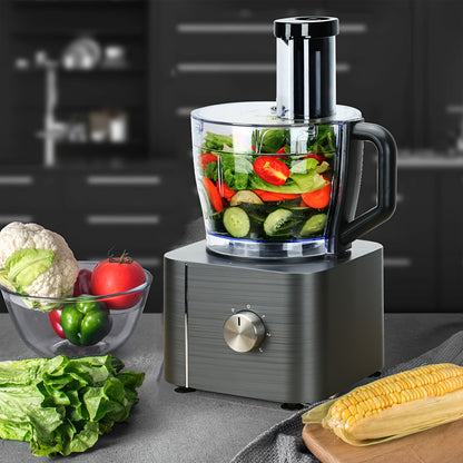 Food Processor 11-in-1 with Chopping Blending Kneading Grinding Whisking Juicing, 1100W, 3 Speeds Plus Pulse, 3.2 L Bowl and 1.5L Jug Blender