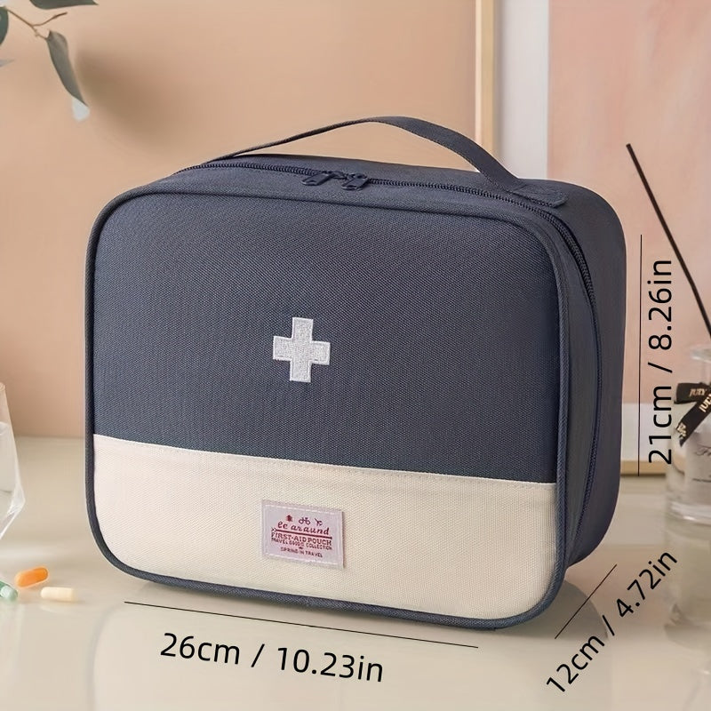 1pc Portable Medical Kit, Household Oxford Cloth First Aid Kit With Zipper, Outdoor Travel Medical Kit, Large Capacity Medicine Storage Bag