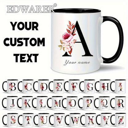 1pc A-Z Letter Custom Personalized Coffee Mug, Water Cup, Photo Text Ceramic Mug 11oz, Graduation Appreciation Thank You Holiday Birthday Gifts, Valentine's Day, Christmas, Birthday, Anniversary Mug Gift, Drinkware For Restau