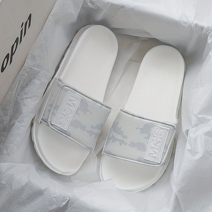 Sandálias leves de EVA para homem com estampado de letras - Calçado casual para praia e streetwear, conforto para todas as estações, ideal para atividades ao ar livre e uso diário, calçado desportivo | Textura elegante