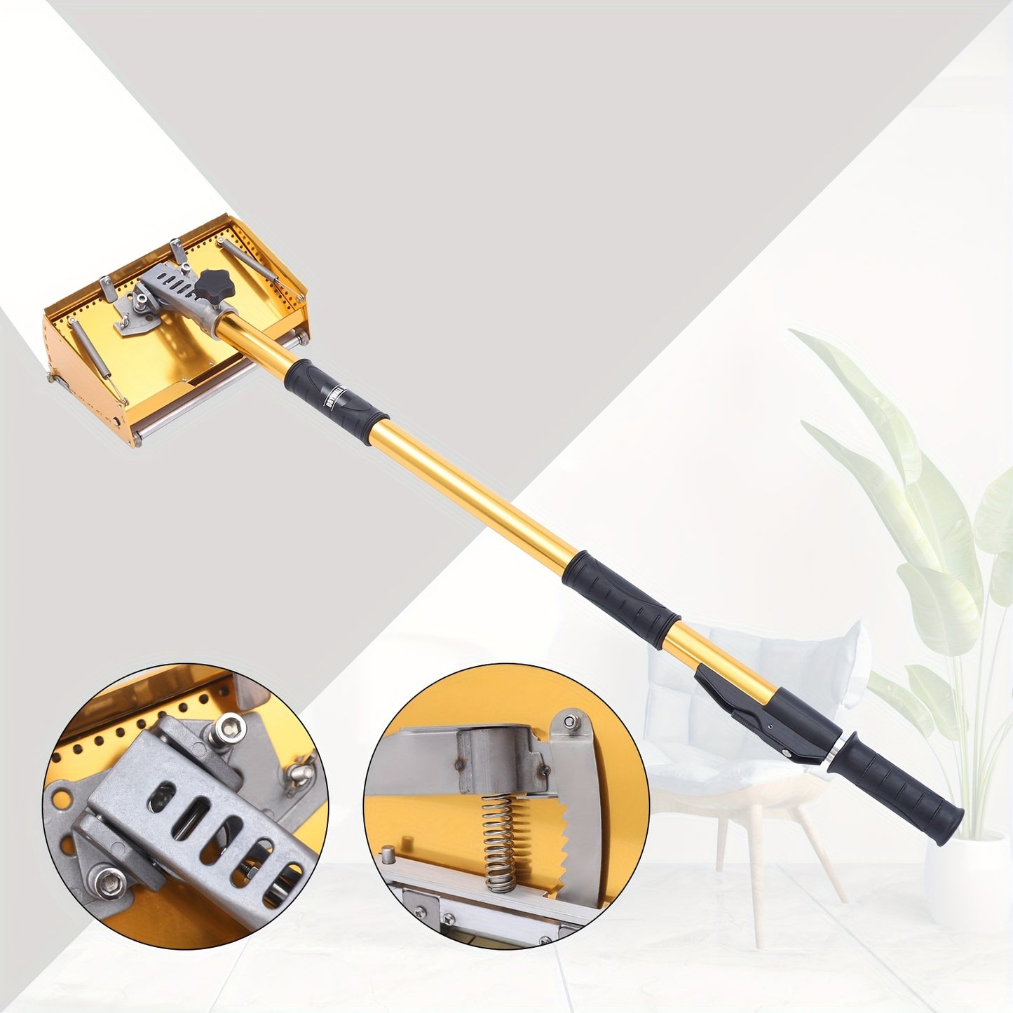 Professional Drywall Flat Finishing Box Tool with 101.6-162.56cm Adjustable Handle - Aluminum Alloy Manual Scraper, Large Capacity Putty Box, 30° Rotating Head & Double-Spring Design for Smooth Walls & Ceilings, Drywall Fini