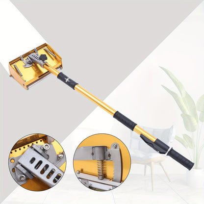Professional Drywall Flat Finishing Box Tool with 101.6-162.56cm Adjustable Handle - Aluminum Alloy Manual Scraper, Large Capacity Putty Box, 30° Rotating Head & Double-Spring Design for Smooth Walls & Ceilings, Drywall Fini