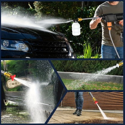 21V Cordless Electric Pressure Washer with 1300mAh Battery & Charger - Heavy-Duty Portable Handheld Power Washer, Lithium-Ion Battery-Powered, Ergonomic Design with Adjustable Nozzle & Hose Connector for Cars, Floors, Garden,