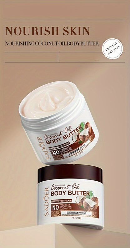 200g Coconut Moisturizing Body Cream, Body Butter With Vitamin E, Long Lasting Fragrance, Soothing Nourishing Rejuvenating Skin, Suitable For Various Skin Types With Plant Squalane