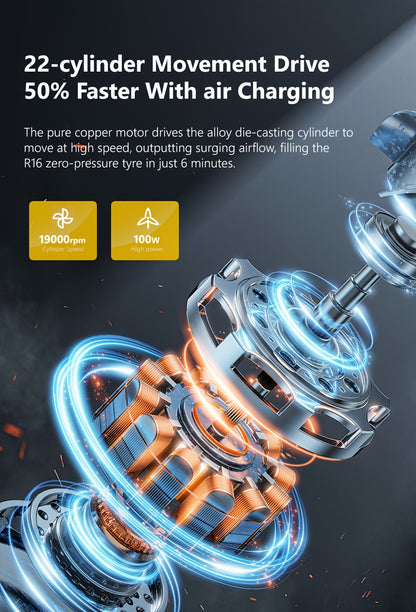 CaRSun Digital Tire Inflator, Portable Air Compressor Pump with LED Light for Cars, Motorcycles, Bicycles - DC 12V, 150 PSI, Black & Yellow Design, Plug-In Power Supply, No Battery Required, Bicycle Tire Inflator | Sleek Port