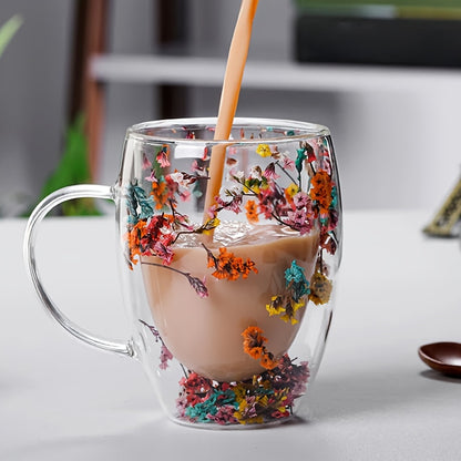 350ml, Double-layer Glass Coffee Mug, Clear Water Cup For Cappuccino Tea Espresso Latte, Hot Beverages Glasses, Birthday Gift For Women Her