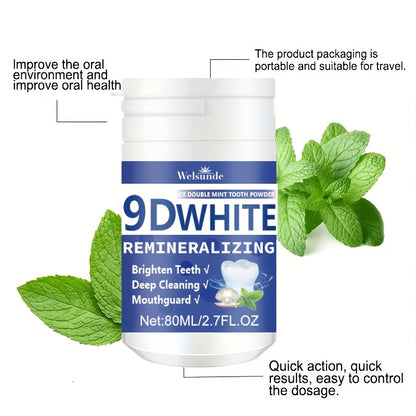 9D White Remineralizing Hydroxyapatite Tooth Powder, Tooth Whitening Powder, Deep Cleaning, Fresh Breath, Ideal for Oral Health & Hygiene Gift for Women Men, Breath Freshener, Toothpaste, Tooth Cleaning Powder for Daily Life