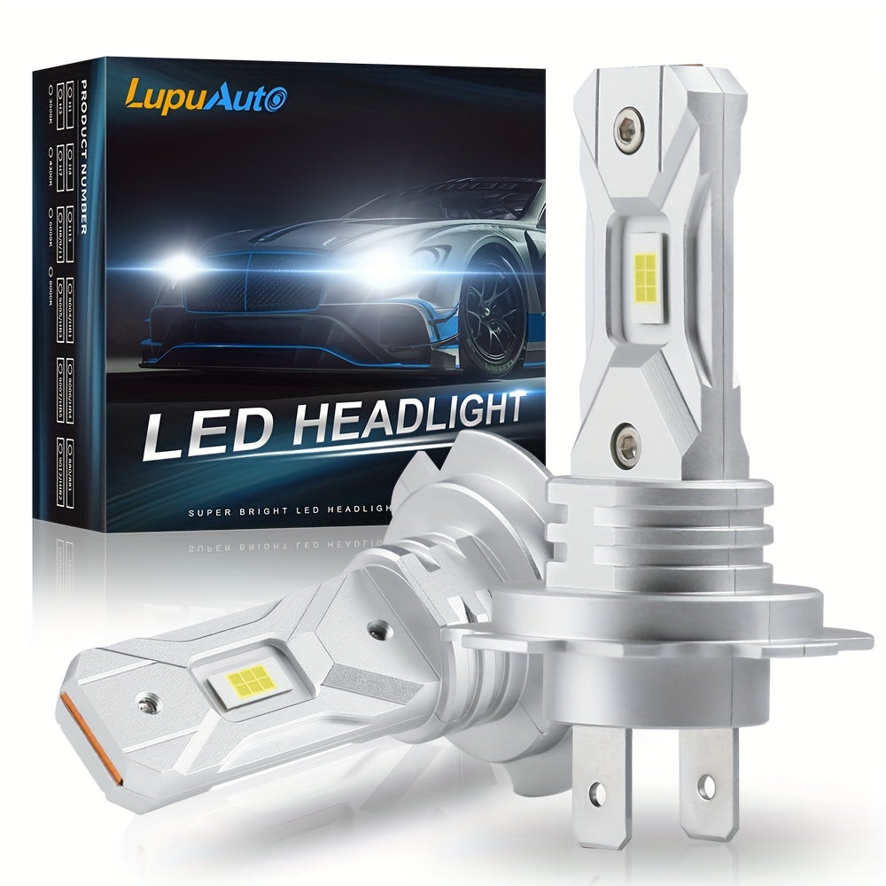 2pcs Turbo H7 LED Headlights 1:1 Mini Size HeadLamp Wireless 18000LM CSP Chips LED h7 Light for Car Bulb 6000K White 12V 60w, Automotive Lighting, Vehicle Headlights, Sleek Headlamp, Modern Headlight, Longlasting Bulb, Energy