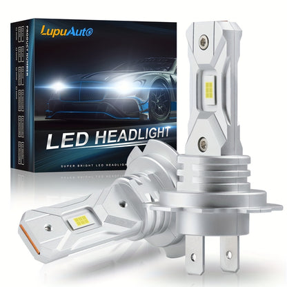 2pcs Turbo H7 LED Headlights 1:1 Mini Size HeadLamp Wireless 18000LM CSP Chips LED h7 Light for Car Bulb 6000K White 12V 60w, Automotive Lighting, Vehicle Headlights, Sleek Headlamp, Modern Headlight, Longlasting Bulb, Energy