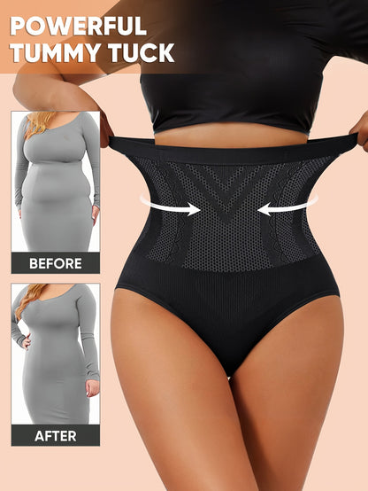 MIOTAN Women'S Plus Size High-Waist Shaping Panties - Breathable Mesh, High Elasticity, 1XL-5XL, Nylon, Butt Lifting & Tummy Control, & Casual Wear, High Waisted Panties, Tummy Control Underwear, Mesh Fabric Underwear, Comfor