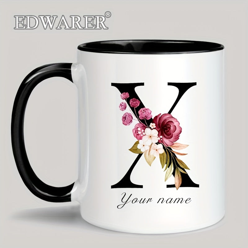 1pc A-Z Letter Custom Personalized Coffee Mug, Water Cup, Photo Text Ceramic Mug 11oz, Graduation Appreciation Thank You Holiday Birthday Gifts, Valentine's Day, Christmas, Birthday, Anniversary Mug Gift, Drinkware For Restau