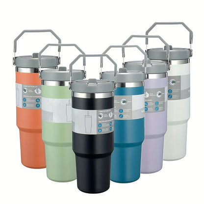 1pc 20oz/30oz Portable Insulated Tumbler With Handle And Straw Lid, Portable Large Capacity Water Bottle, 304 Stainless Steel Car Cup For Outdoor Sports, Travel & Camping, Birthday Gift For Men And Women, Christmas Gift