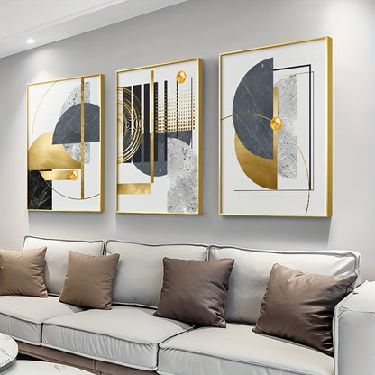 3pcs, Modern Golden Abstract Geometric Wall Poster, Animal Home Decor, Canvas Painting, For Living Room Porch Home Decoration 15.7*23.6in/40cm*60cm Frameless