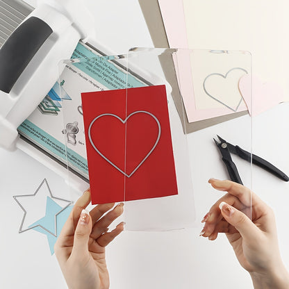2pcs Transparent Metal Cutting Pads for DIY Scrapbooking - Precision Die & Embossing Machine Replacement Pads with Heart & Star Designs, Ideal for Crafting and Card Making, Precision Cutting|Creative Crafting|Durable Craft To