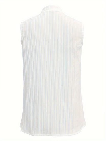 Lace Stitching V-neck Blouse, Elegant Sleeveless Top For Spring & Summer, Women's Clothing