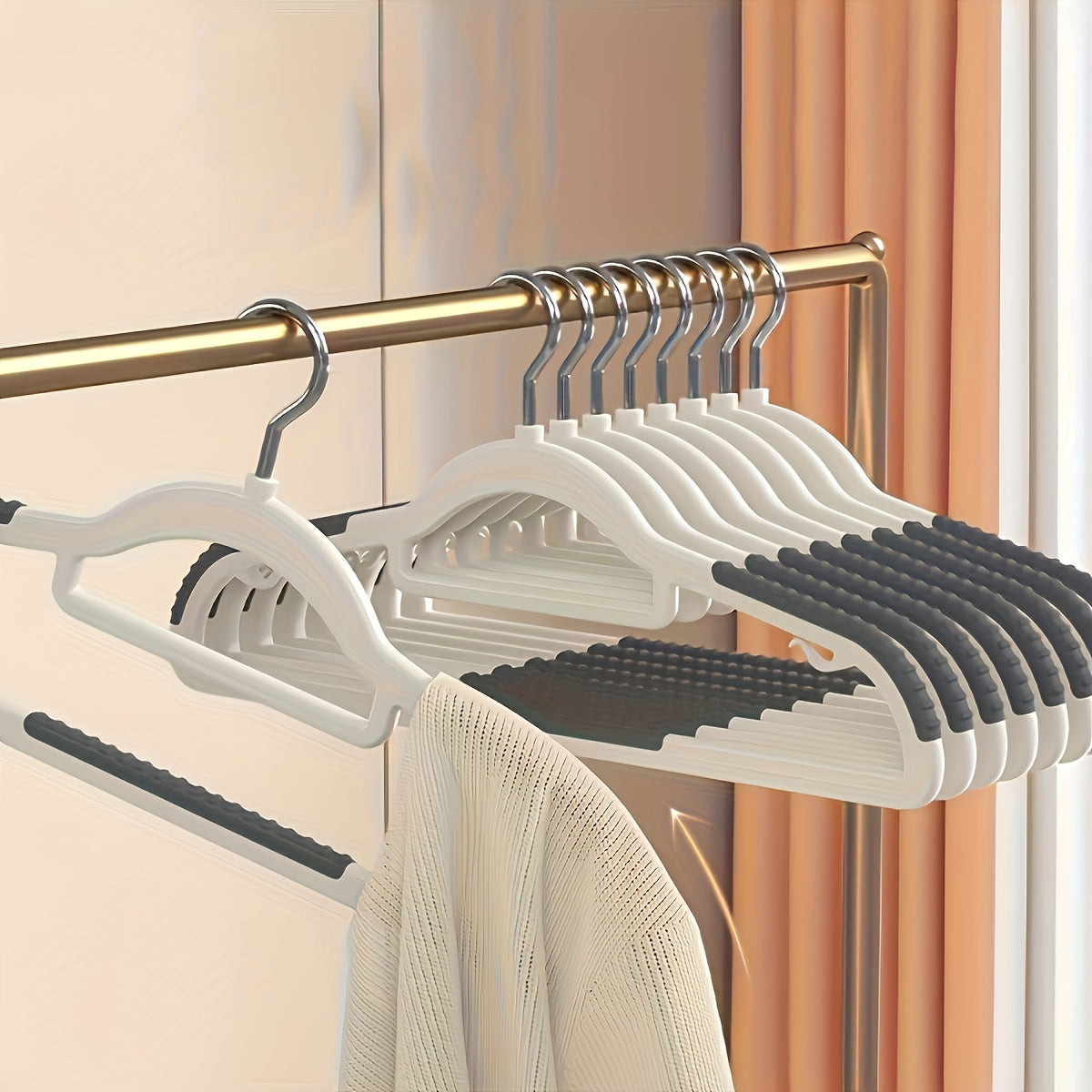 LDQ- 40pcs Set Non-slip Plastic Hangers + Stainless Steel Clips, Strong and Durable, 360° Heavy-Duty Rotating Hook Hanger, Four Seasons Home Clothes Drying and Storage and Organization, Suitable for Bedroom, Bathroom, Hom, R