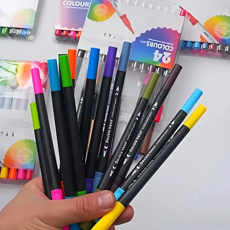 Double-Ended Marker, Watercolor Painting Pen, Art Special Line Drawing Set, Doodle Pen Christmas Halloween Easter Gift