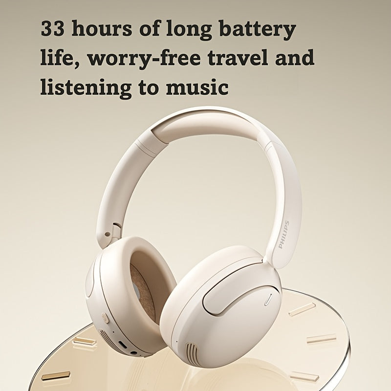 For Philips Wireless Over-Ear Headphones with ANC Noise Cancelling, 35-Hour Playtime, Foldable & Lightweight BT 5.4, USB-C Charging, High-Resolution Audio, Microphone, Heavy Bass - Ideal For Travel, Office, Mobile Phone, Comp